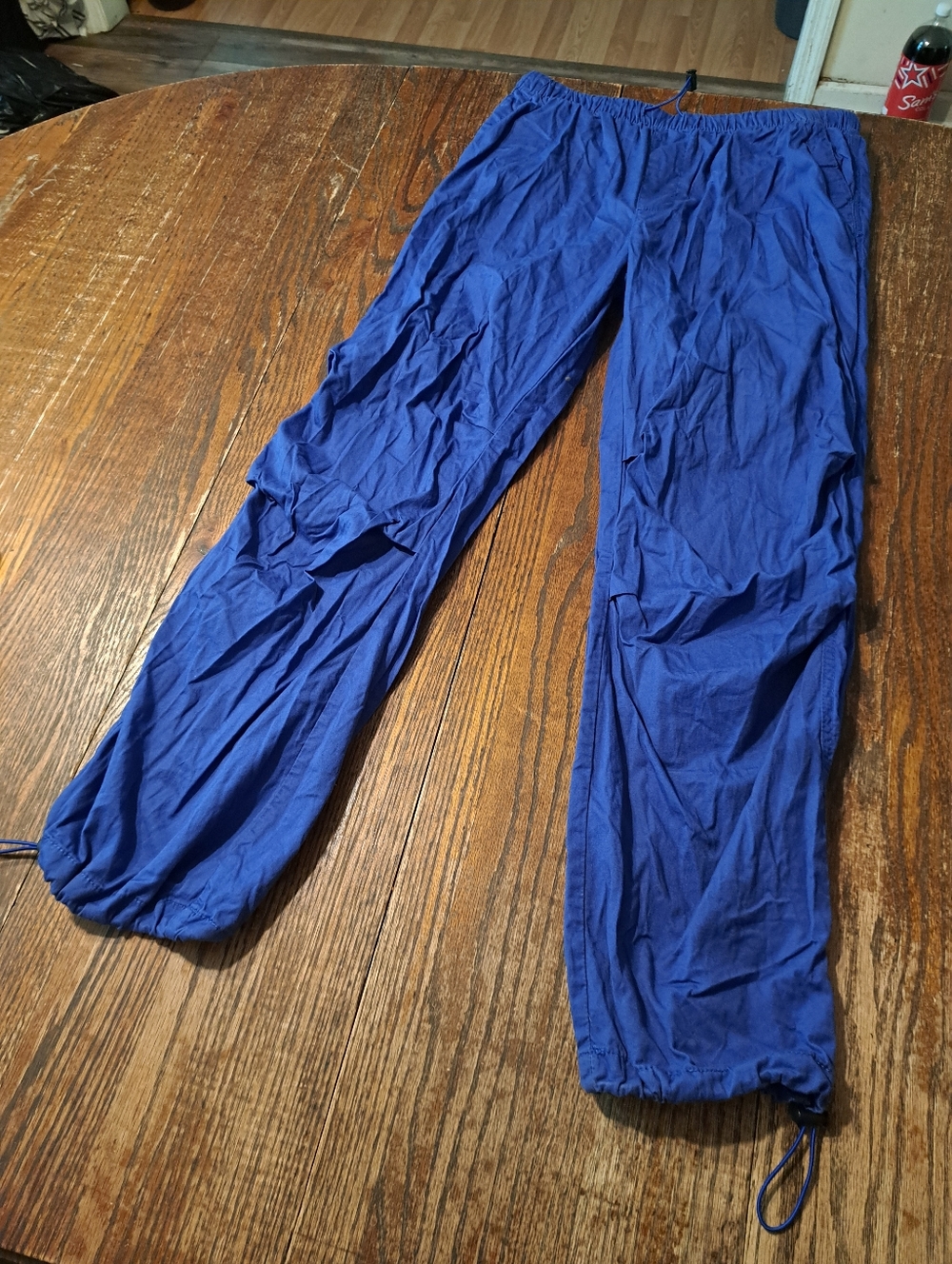 Small Love Fire Blue Elastic Drawstring Waist Ankles Casual Pants Joggers